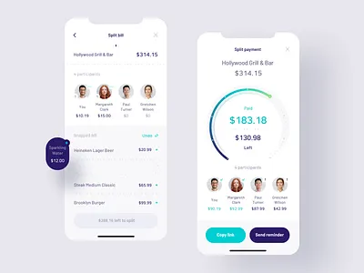 Payment Splitting app app banking finance fintech mobile mobile ui payment split split payment ui ui design ux