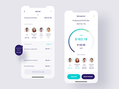 Payment Splitting app app banking finance fintech mobile mobile ui payment split split payment ui ui design ux