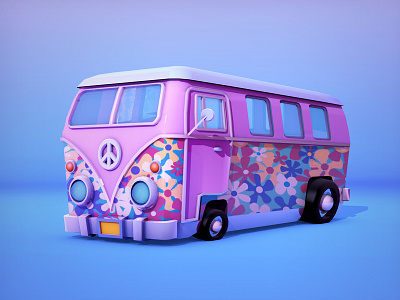 CarToon : The Van Car 3d 3d art 3d artist c4d car cinema4d design design art dribbble best shot dribble dribbleartist drive illustration lowpoly race