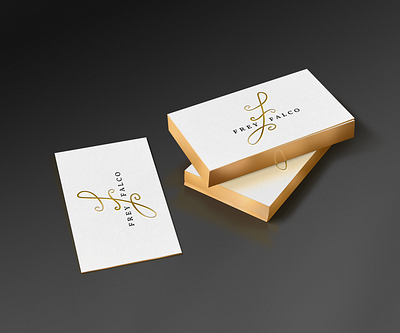 Frey Falco branding business card deboss design gold gold foil logo luxury luxury design luxury logo modern typography