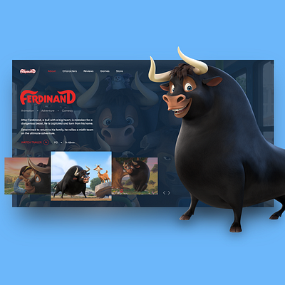 Concept for animated movie "Ferdinand" animation cartoon cinema concept ferdinand film friendly kids movie photoshop ui uidesign uiux webdesign website design