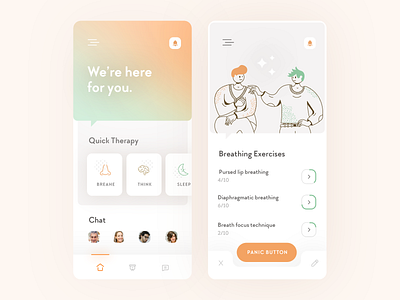 Anti-Panic Attacks Mobile App app clean design flat illustration ui ux