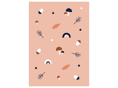 Autumn 🍁🍄🍂🌰 acorn autumn fall illustration leaves mushroom pattern