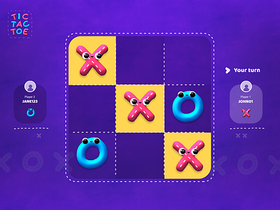 TicTacToe cute illustrator kids minigame play shapes tic tac toe