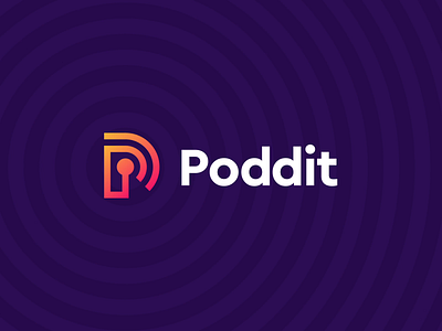 Poddit - logo animation animated animation branding design gradient identity logo logo design monogram monogram design monogram logo podcast podcast brand podcasting podcasts radio smart by design smart logo