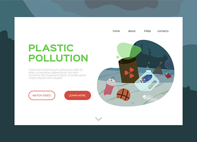 Pollution web page 2d banner colorful design dribbble flat garbage illustration ocean pollution ui ux vector web