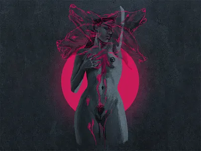 truth or what art digital digital painting drip erotic gray growl lady ladybug nude red sexy texture wolf woman