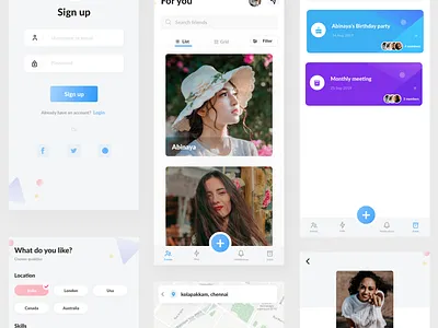 Makemyfriend ios application adobe xd aesthetic android app branding clean ui dailyui design designthinking dribbble flat ios iosdesign social media typography ui uidesign ux