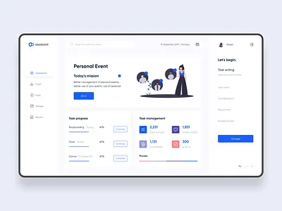 Task Management Dashboard ipad ui web