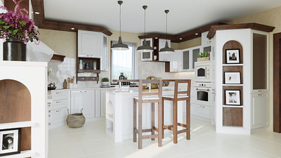 White kitchen 3d kitchen visualization white