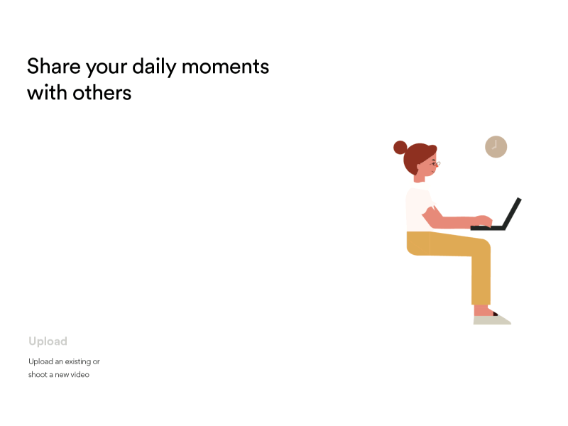 upload and share animated gif app character coffee illustration late hours office share ui upload ux video work
