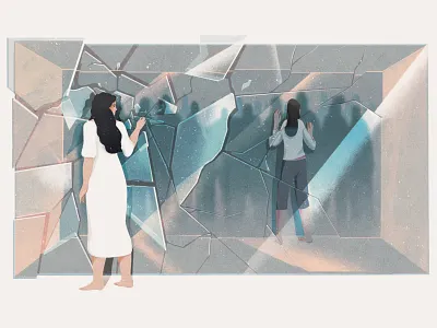 Unseen Walls concept drawing glass graphic illustration light reflections texture