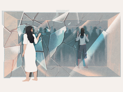 Unseen Walls concept drawing glass graphic illustration light reflections texture