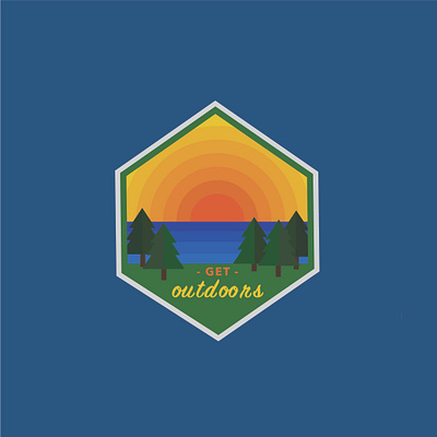 Nature Badge adventure badge color design illustration illustrator lake outdoors sun vector