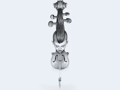 the violinist blackandwhite classical classicmusic drawing haircut illustration music pencil surreal violin