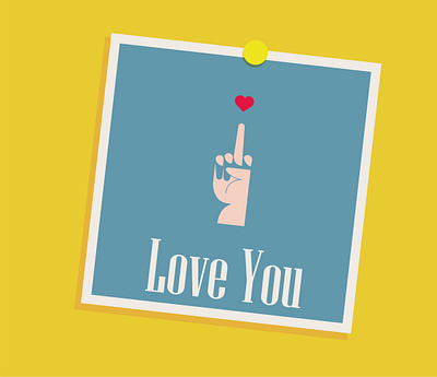 postcard art flat hand heart illustration love postcard vector