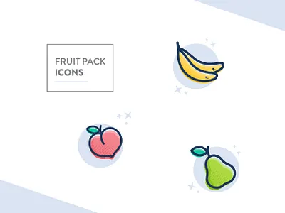 Fruit Icons apple bananas blueberry colorful concept design flat food fruit grapes halftone health healthy icon illustration nutrition orange organic papaya peach