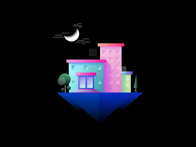 Building art design flat geometic illustration minimalist potrait simple ui ux vector