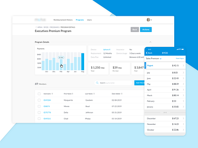 Reimbursement Web/Mobile App app chart dashboard ios list mobile table ui web