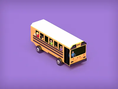 School Supply Drive 3d 3d illustration bus characters design education kids maya purple school school supplies vray