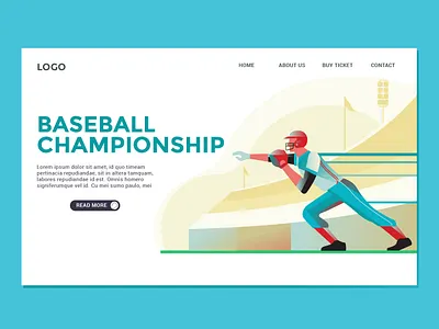 Baseball landing page design detail flat gradation illustration logo minimal poster art vector website