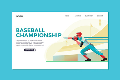 Baseball landing page design detail flat gradation illustration logo minimal poster art vector website