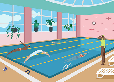 Swim pool illustration 2d art blue character colorful cute design dribbble flat illustration pool sport swimming ui ux vector water