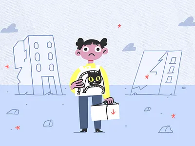 19s character design earthquake girl illustration mexico procreate texture