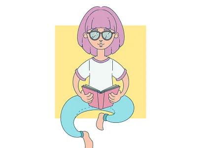 reading cartoon character illustration procreate app