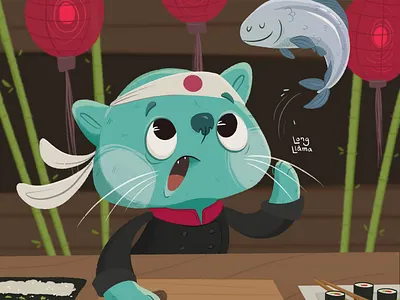 Sushi Cat children art children book children book illustration digital art digital illustration illustration ipad pro art procreate