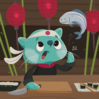 Sushi Cat children art children book children book illustration digital art digital illustration illustration ipad pro art procreate