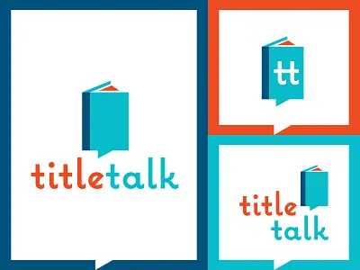 TitleTalk Logo blue books branding design ebooks graphic design library logo mark orange
