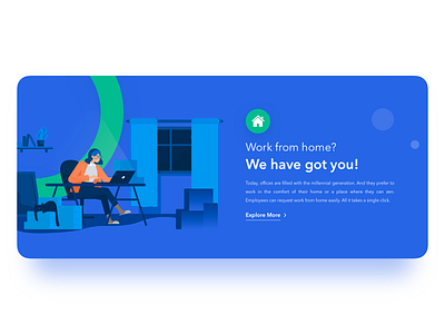 Work From Home blue bot clean design home illustration leave office ui web website work