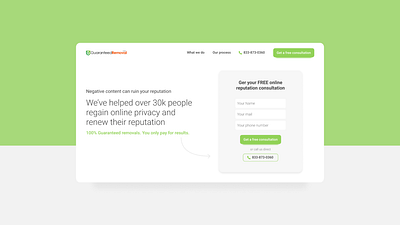 Landing page for Guaranteed Removal design flat illustration landing page minimal typography ui ux web website