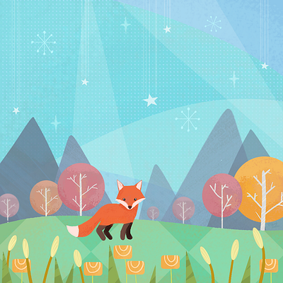 Mid-century modern fox childrens book childrens illustration digital art drawing illustration photoshop art