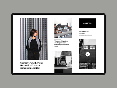 Essence Editorial Section essence internet layout typography ui website