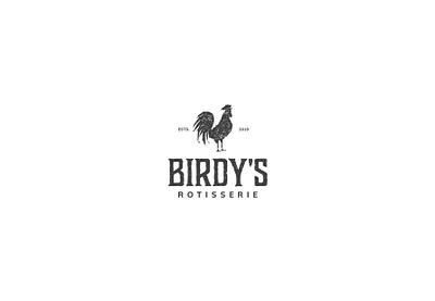 Birdy s Rotisserie black character charcoal chicken design illustration logo restaurant rustic shop