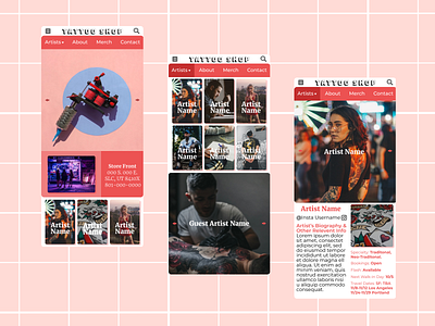 Tattoo Shop Mobile Site mobile mobile design mobile ui mobile web design mobile website ux uxui web website