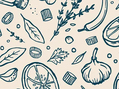 Bare Bones Pattern food food and beverage food and drink food branding food illustration handmade illustration ingredient illustration ingredients natural pattern