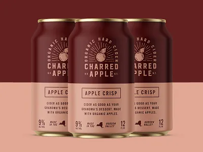 Charred Apple Packaging adobe adobe live alcohol alcohol branding alcohol packaging badge badgedesign beverage beverage branding beverage packaging can design can packaging cider cider branding cider packaging hudson valley new york