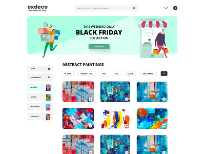 Oxdeco Modern Art Shop clean concept design ecommerce flat green landingpage modern modernism shop ui web web design webdesign website