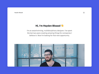 Hayden Bleasel 2019 Portfolio Website 2019 awards case study contact interview journal personal personal branding playlists portfolio reading speaking work