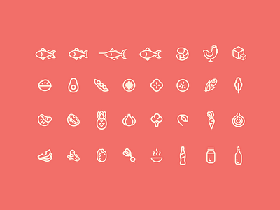 Icon System - Fresh Catch Poke Co. branding design icon set illustration