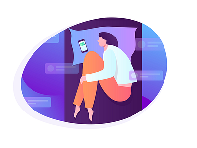 woman being disturbed by too much information app branding color design flat illustration mobile vector web