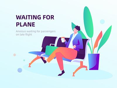 Airport hand holding coffee cup waiting man airport app branding color design flat illustration mobile vector web