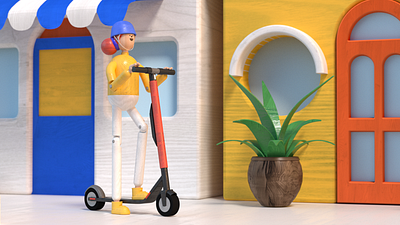 Scoot 3d c4d octane scooter toys uber