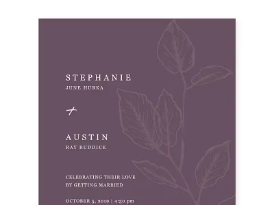 Wedding Invitation card flowers plant print wedding wedding invitation