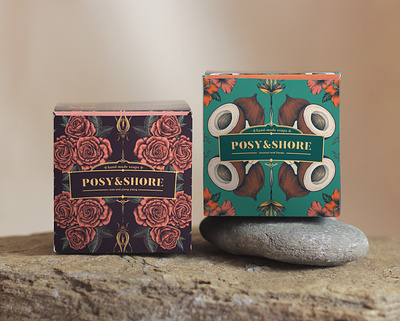 POSY SHORE bath beauty branding branding and identity cosmetics detailed floral identity lifestyle natural organic packaging packaging design soap soapbox surface pattern surface pattern design tropical