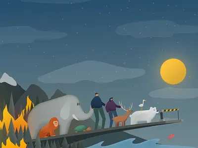 Climate Change animals climate earth fire global globalwarming hot illustration nature nowhere save thelittlelabs