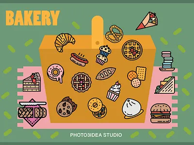bakery baker bakery design graphic illustrator photo3idea photo3ideastudio picnic